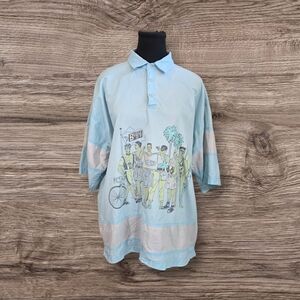 ⭐️Bugle Boy  Vintage Light Blue Graphic Short Sleeve Tee Size L